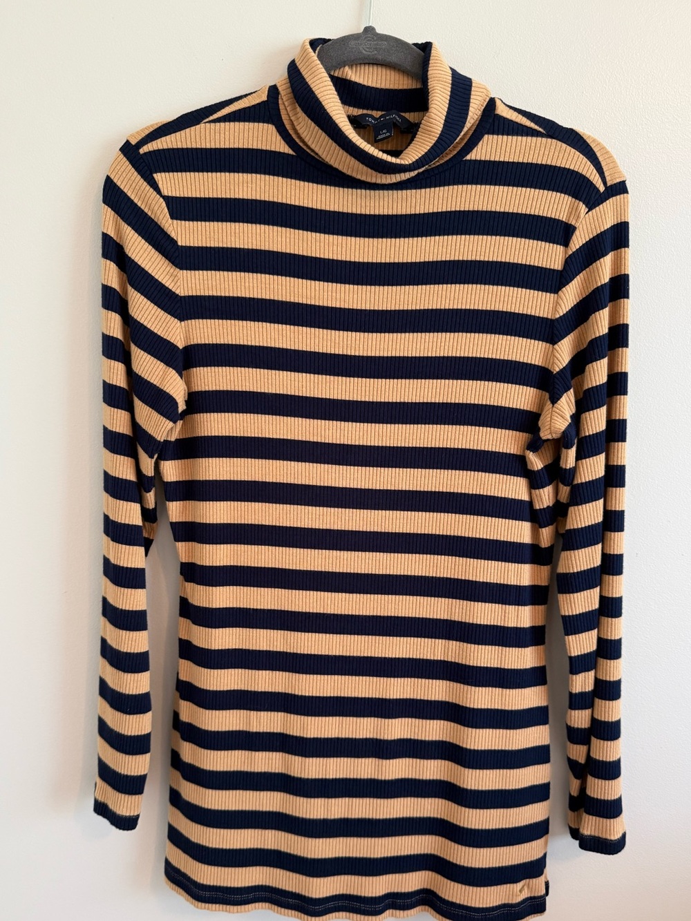Tommy Hilfiger Striped Turtleneck - Navy and Camel
